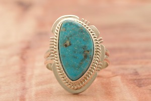 Native American Jewelry Genuine Kingman Turquoise Sterling Silver Ring